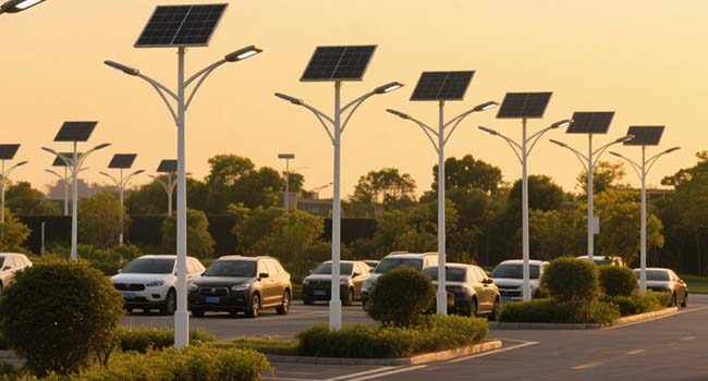 Solar street lights in parking lots